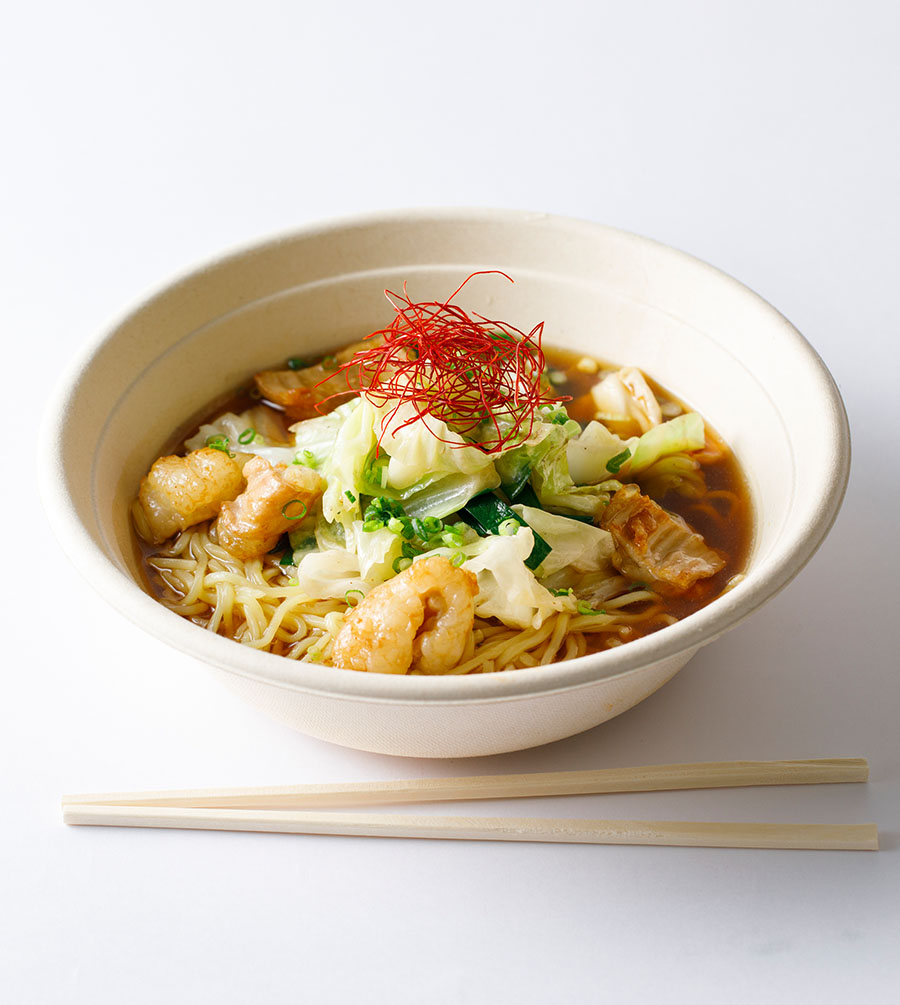 野菜たっぷりもつ煮ラーメン