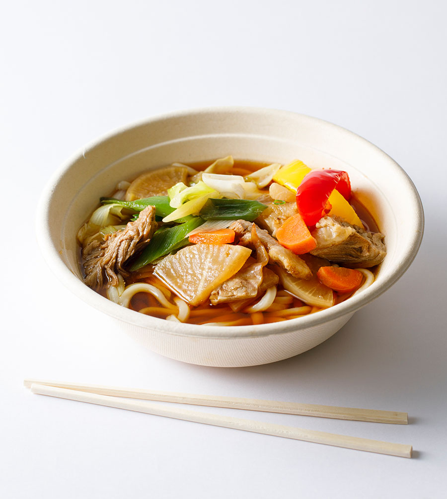 野菜たっぷりもつ煮うどん
